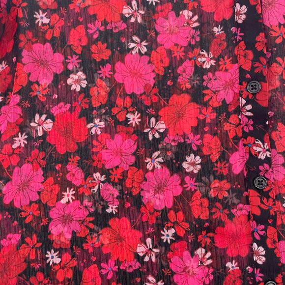 Kut From The Kloth Women's Sheer Floral Blouse, Sz. L Fairy Whimsygoth - Picture 4 of 9